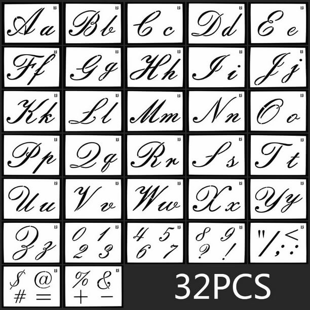 HELYZQ 32pcs/Set Letter Number Symbol Layering Stencils Template Painting Scrapbooking 